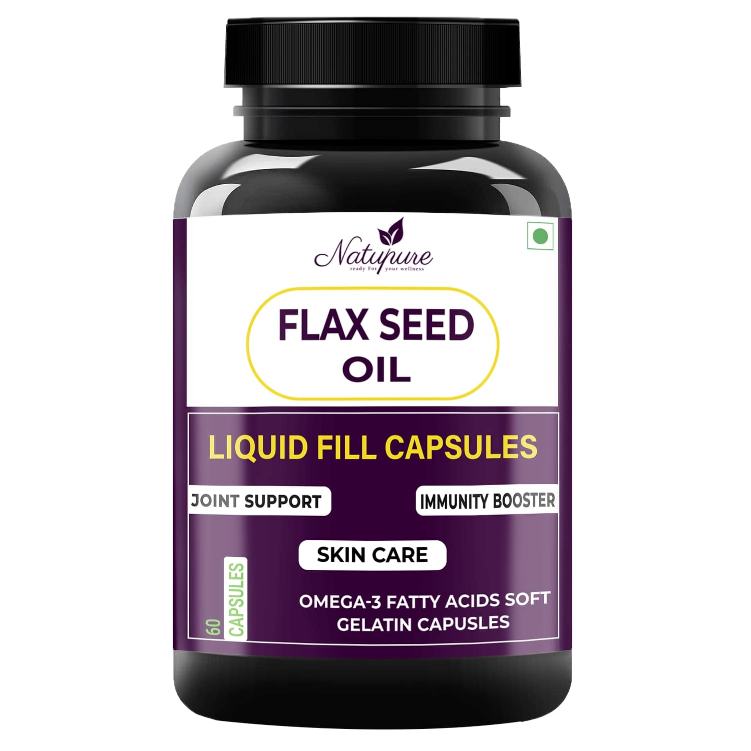 Natupure FlaxSeed Oil Capsules 1000mg With Omega 3,6,9 (60 Capsules)
