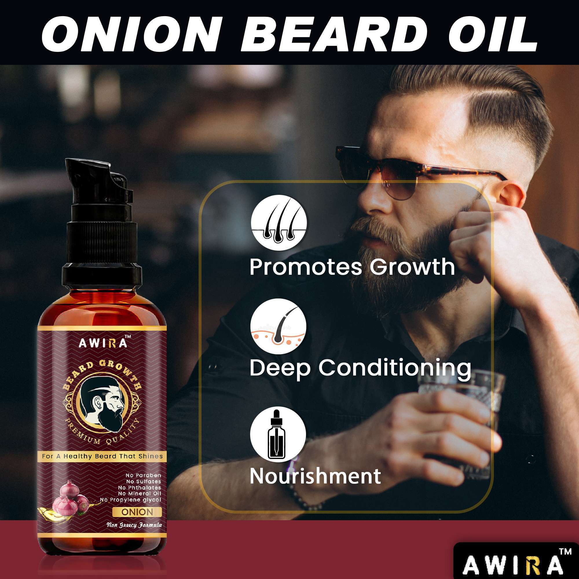 Awira Onion Beard Growth Oil Nourishing Oils For Stronger